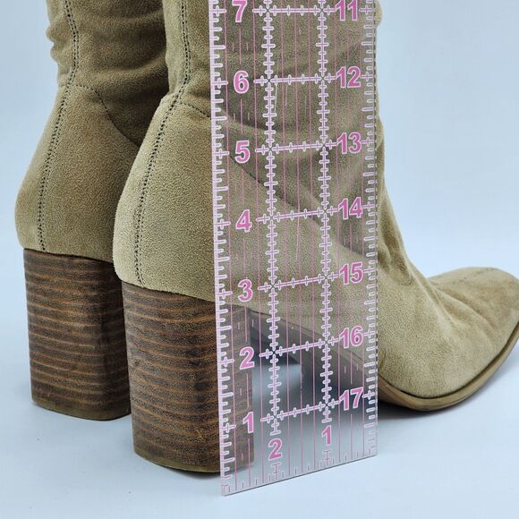 Candie's Y2K Faux Suede Camel Tan Tall Heeled Boots Size 8 - Picture 12 of 12